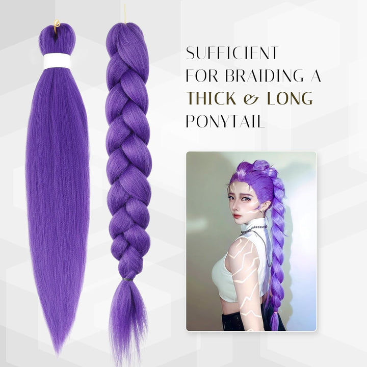 Purple Braiding Hair, Rumi Hair Extensions Purple, Long Rumi Wig Hair Extensions for Braids, Synthetic Crochet Braiding Twist Hair Halloween Costume Cosplay (24IN)