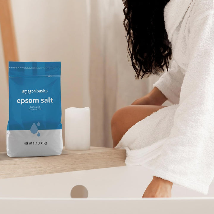 Epsom Salt Soak, Unscented, Magnesium Sulfate USP, Muscle and Feet Relaxation, Soothing, 3 Pound, Pack of 1
