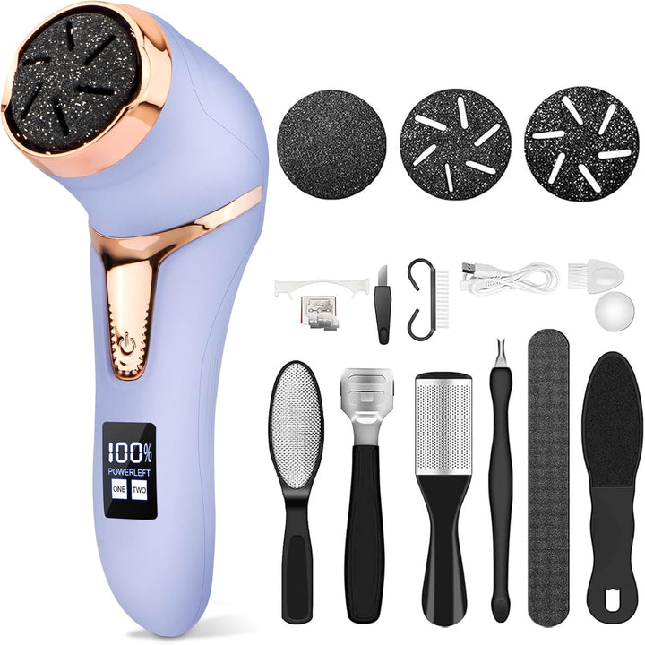 Electric Callus Remover for Feet with Vacuum, Professional Pedicure Tools Kit, Rechargeable Waterproof Foot File for Foot Care Deadskin Remover with 3Heads&2Speed,Lcd Display