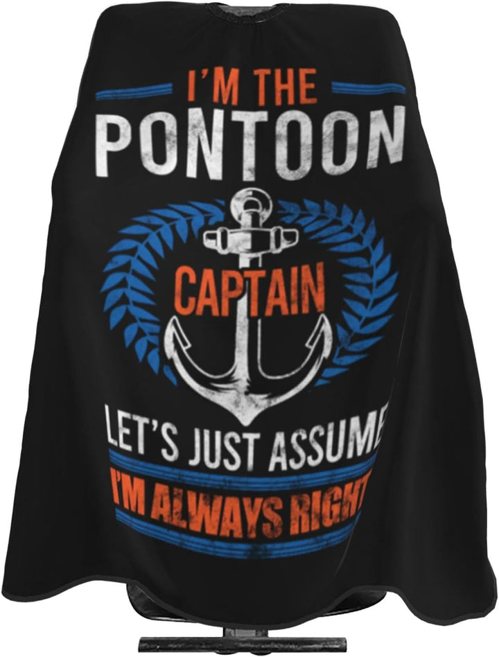 Retro Pon-Toon Boat Cap-Tain Owner Boa-Ting Funny Gifts Professional Salon Cape with Snap Closure for Hair Cutting Barber Hairdressing 55 X 66 Inches