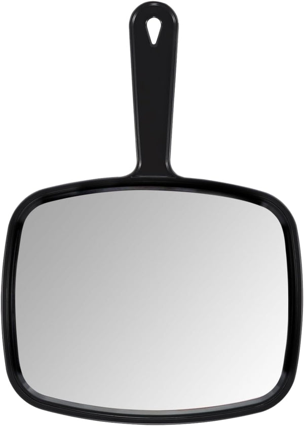 Hand Mirror,9.3" L X 6.7" W Salon Barber Hairdressing Handheld Mirror with Handle, Square Black