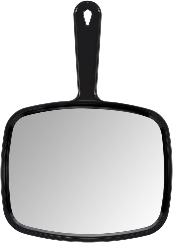 Hand Mirror,9.3" L X 6.7" W Salon Barber Hairdressing Handheld Mirror with Handle, Square Black