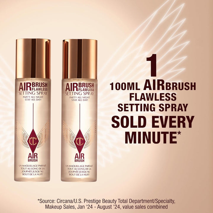 Charlotte Tilbury Airbrush Flawless Setting Spray - Ultra-Fine Hydrating Mist to Prime & Set Face Makeup for up to 16Hr - Soothes, Blurs Pores & Calms Skin