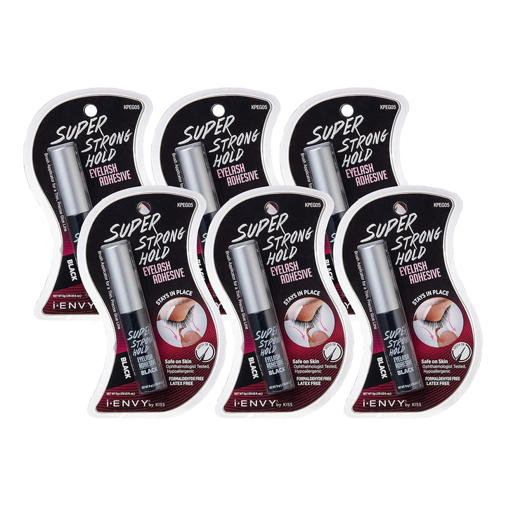 Super Strong Hold Eyelash Adhesive, Waterproof, 48-Hour Long-Lasting Lash Glue, Latex-Free, Hypoallergenic, Quick-Drying with Brush-On Applicator for Strip Lashes (Black, 1 Pack)