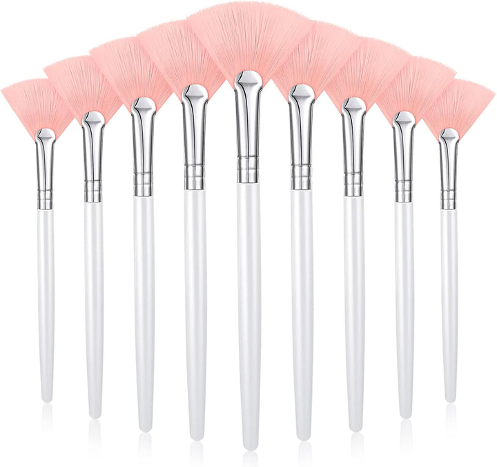 9 Pieces Facial Fan Mask Brushes, Soft Facial Applicator Brushes Tools for Peel Glycolic Makeup for Mud Cream(Champagne)