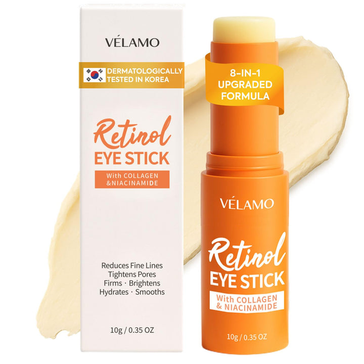 Retinol Eye Balm Stick: Made in Korea, Travel Essentials, Upgraded 8-In-1 Formula with Collagen, Niacinamide & Peptides – under Eye Cream for Dark Circles, Puffiness & Wrinkles 0.35Oz