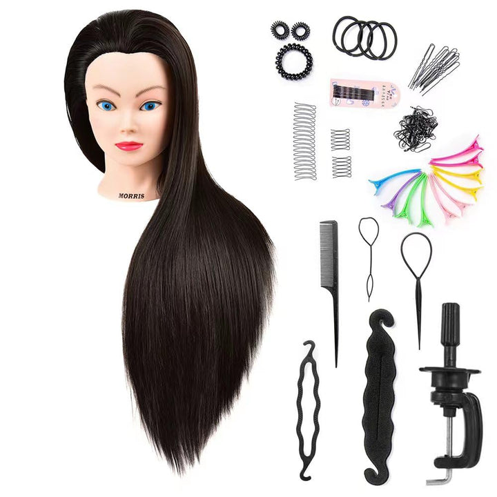 26"-28" Mannequin Head Styling Mannequin Head for Hair Styling and Free Table Stand Training Head Manikin Cosmetology Doll Head with Long Fiber Hair Hairdresser Practice Head for Stylist