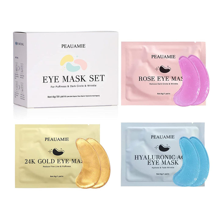 Under Eye Patches Gold and Hyaluronic Acid for Puffy Eyes,Rose Eye Masks for Dark Circles and Puffiness Skin Care Smooth Wrinkles Products 30 Pairs