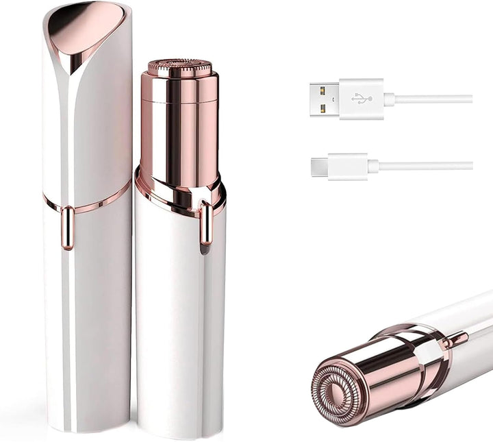 Women Facial Hair Removal Device Battery Operated with 2 Replacement Heads,Ladies Face Shaver for Peach Fuzz Upper Lip,Chin,Facial Hair Removal for Women
