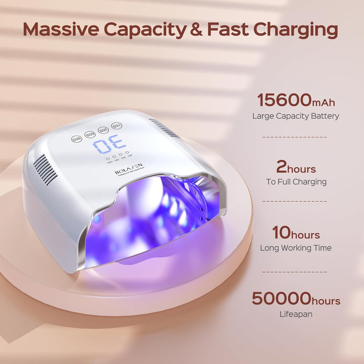 Cordless Rechargeable UV Nail Lamp - UV Light for Gel Nails with Metallic Reflector & Metal Base, 54W Portable Wireless LED Nail Dryer, Professional Fast Charger Curing Lamp for Salon P30 PRO