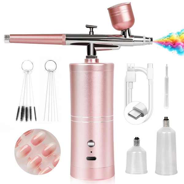 Super-Stable Airbrush Kit: 25 PSI Precision Airbrush for Nails Recharge Dual-Mode Airbrush Gun 0.3Mm Nozzle Airbrush Machine Makeup Protable Airbrush Gel Nail Ombre French Paint Nail Art