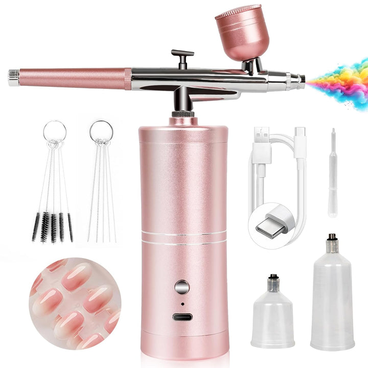 Super-Stable Airbrush Kit: 25 PSI Precision Airbrush for Nails Recharge Dual-Mode Airbrush Gun 0.3Mm Nozzle Airbrush Machine Makeup Protable Airbrush Gel Nail Ombre French Paint Nail Art