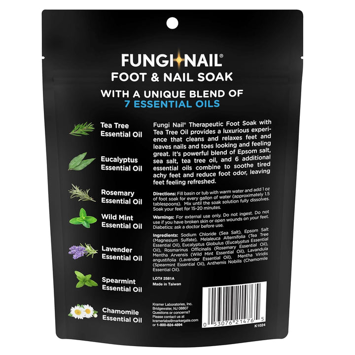 Foot & Nail Soak with Tea Tree Oil - Moisturize, Reduce Foot Odor, & Soothe Aching Feet - a Therapeutic Blend of Rich Mineral Epsom Salt, Pure Sea Salt, and 7 Essential Oils - 1 Pound