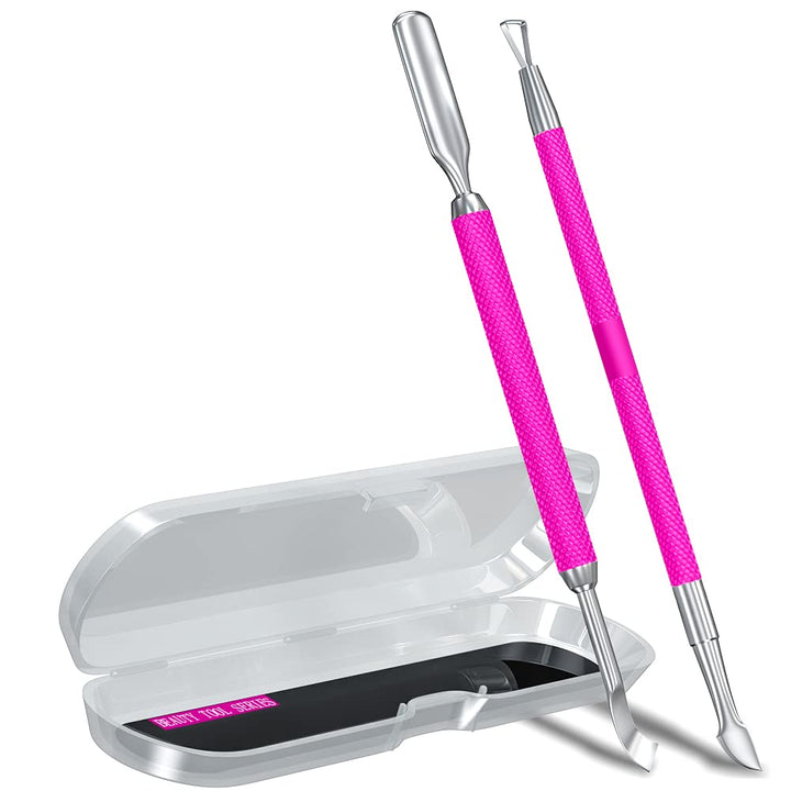 2PCS Metal Silver Cuticle Pusher and Scraper, Nail Trimmer Cutter Stainless Steel Gel Scraper Tool, Nail Polish Remover Peeler Durable Salon Manicure Pedicure Cleaner for Fingernail and Toenail