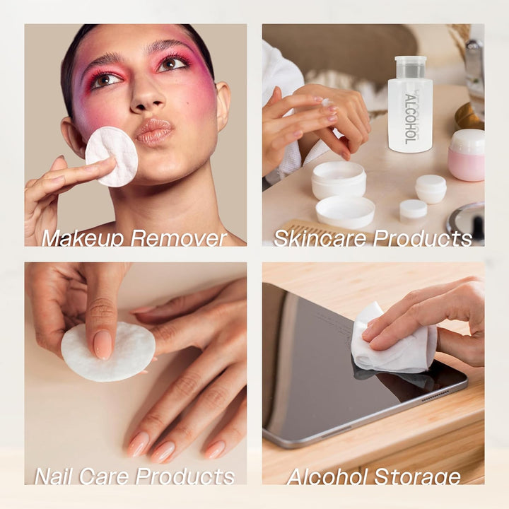 9Oz Gray with Word Imprint Push down Pump Dispenser Empty Refillerable Bottle with Flip Top Cap - for Nail Polish, Travel, Cosmetics Packaging