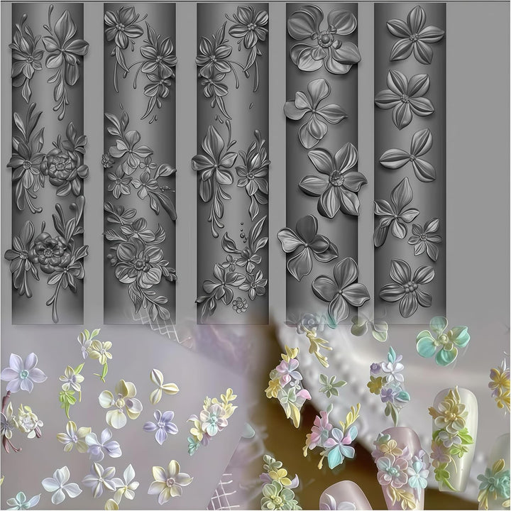 3D Flowers Nail Mold Silicone Nail Tools Spring Flower Nail Charms Resin Molds Nail Art for Accessories Nail Supplies