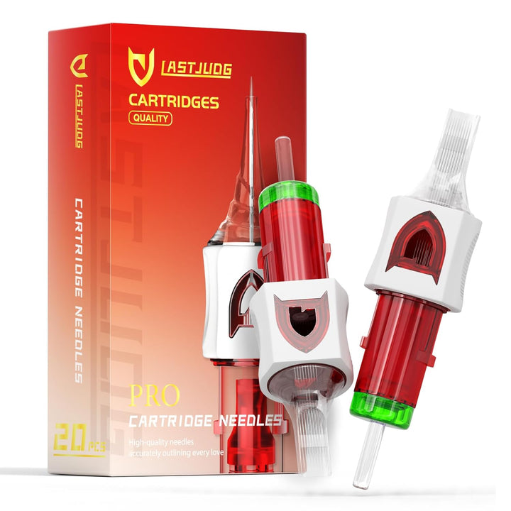 20PCS Tattoo Cartridge Needles #12 (9RS) Standard round Shader Tattoo Needles with Membrane Professional Disposable and Safety Tattoo Needles for Tattoo Pen