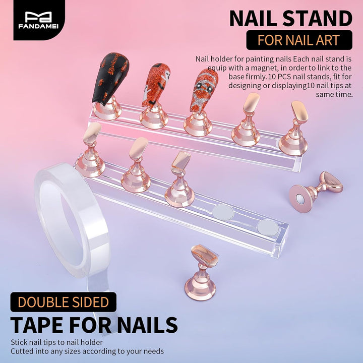Nail Art Tools, Nail Brush, 15 PCS Nail Art Brushes, 5 PCS Nail Dotting Tool, Nail Stand, Nail Holder for Painting Nails, Press on Nail Stand, Nail Tools, Nail Design Tools