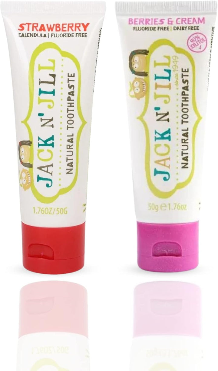 Natural Toothpaste for Kids - Fluoride Free Toothpaste, Safe to Swallow, 40% Xylitol, BPA Free - 1.76 Oz (Variety Pack of 5)