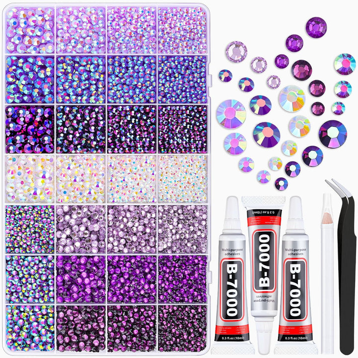 18000Pcs Resin Jelly Rhinestones for Bedazzling, Multicolor 3Mm Flatback Rainbow Gems, Bedazzler Kit with 3Pcs 10Ml B7000 Jewelry Glue for Crafts Crafting Book Shoes Nail Art