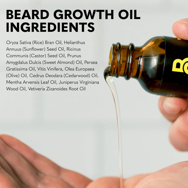 Enhanced Beard Growth Kit - Derma Roller, Beard Growth Oil (2PK), Sandalwood Beard Balm, Comb - Gift Set