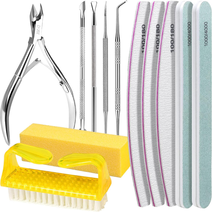 Nail Care Kit, Nail Files 100/180, Nail Tools, Nail Buffer Block, Cuticle Nippers, Cuticle Trimmer, Cuticle Pusher, Nail Kit, Pedicure & Manicure Tools, Nail Prep Kit, Manicure Kit for Women