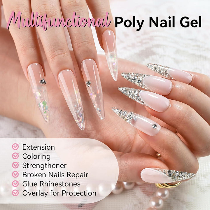 Poly Nail Gel: Clear 50ML Gel Builder for Natural-Looking Strengthener 3D Molding Gel for Trendy Nail Art-Long-Lasting and Easy to Use Supplies