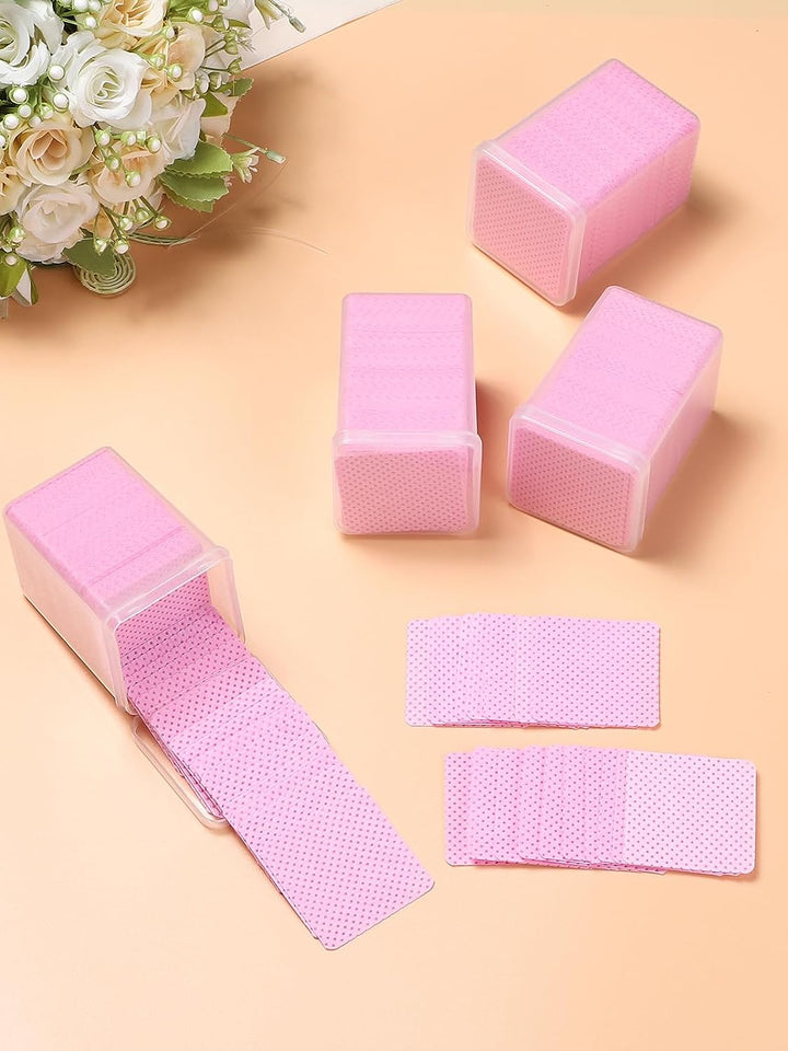 Lint Free Nail Wipes, 400 PCS Non-Woven Fabric Nail Cleaning Pads Pink Lash Extensions Glue Cleaning Wipes Salon Supplies