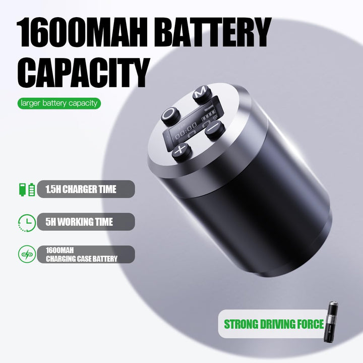 Wireless Tattoo Gun Kit, Rotary Tattoo Machine Pen with 2 Batteries Power Supply, 20 Count Extra Smooth Needles Cartridges, Adjustable 7 Strokes Length for Beginners