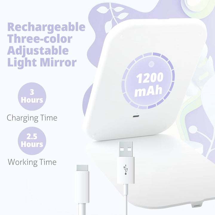 Travel Makeup Mirror, Portable Mirror with 3 Adjustable Light Settings, Usb-Rechargeable Vanity Mirror with Lights，Gift for Women and Girls
