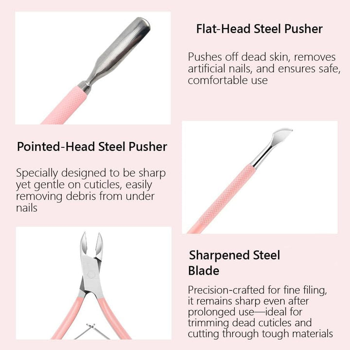 4Pcs Set Nail Enhancement Dead Skin Remover Push Scissors, Stainless Steel Cuticle Pusher Nippers Corrector Tool Manicure Pedicure Care Kit