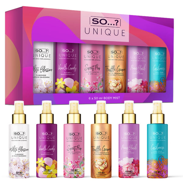 Unique Body Mist Set - Perfumes for Women with Fresh, Floral, Sweet Scents - 6 Hour Wear Body Spray for Women - Travel Size Gift Set - 6 Pcs