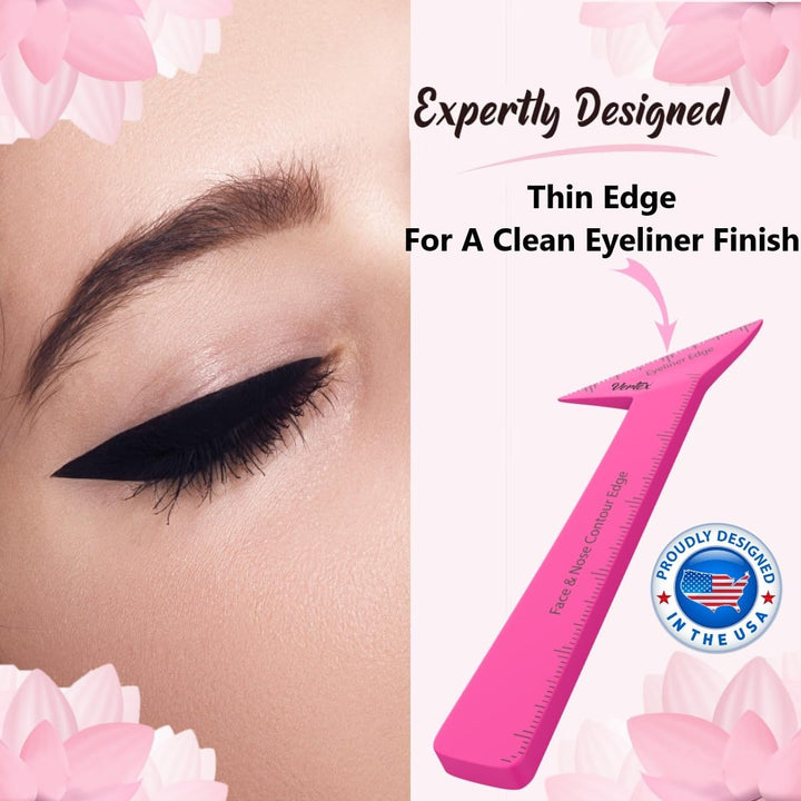 Eyeliner Stencils Pencil Liquid Waterproof Tool for Liner Makeup Brush Pen Stamp Thin Sharpener Cat Eyes Small Angled Wing Tip | Real Beginners Techniques Eye Shadow Lines Gel Eyebrow Pomade Black