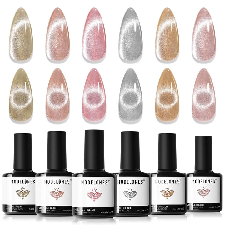 Cat Eye Magnetic for Nails,15Pcs Cat Eye Gel Nail Polish Magnet Tools Powerful Set Wand Magnet Fall Nail Polish Square round Magnet Stick Diverse Glassy Cateye Effect