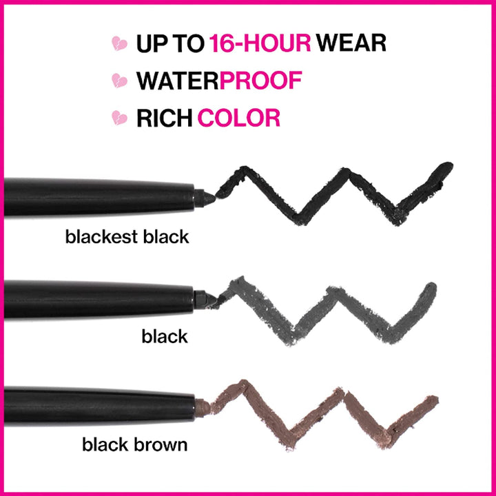Mega Last Breakup Proof Waterproof Retractable Gel Eyeliner - Ultra Pigmented 16-Hour Long Wear, Smudge Proof Satin Finish Formula, Cruelty-Free & Vegan - Charcoal