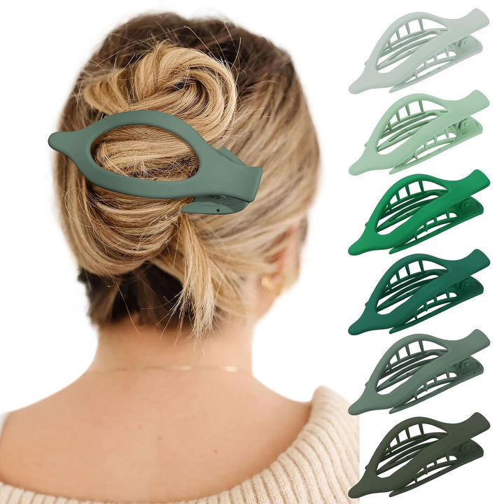 French Concord Hair Clips - 6Pcs Side Slide Volume Clips for Women Girls, Strong Hold No Slip Grip, Thick or Thin Hair (Matte Finish, L:4.6 IN, W:1.97IN)