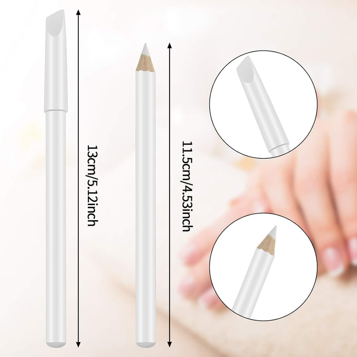 8 Pieces White Pencil under Nail 2-In-1 Nail Whitening Pencils French White Manicure Pencils with Cuticle Pusher for DIY French Art Manicure Supplies