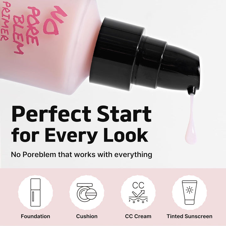No Poreblem Primer – Pore Primer for Korean Makeup, Mattifying Primer for Oily Skin, Pore Eraser for Large Pores, Blurring Finish from K Beauty (1.01 Fl.Oz/30Ml)