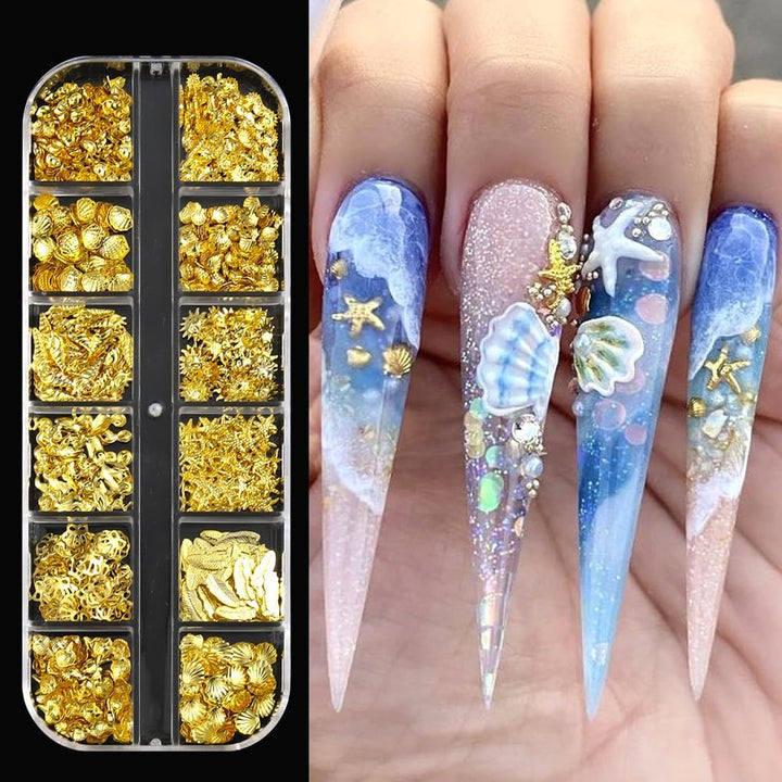 3D Mini Metal Punk Nail Art Studs Mixed Sizes Gold Black Cone Spikes Alloy Nail Rivets Jewelry for Women Goth Nail Art Charms Nails Accessories DIY Crafts Decorations