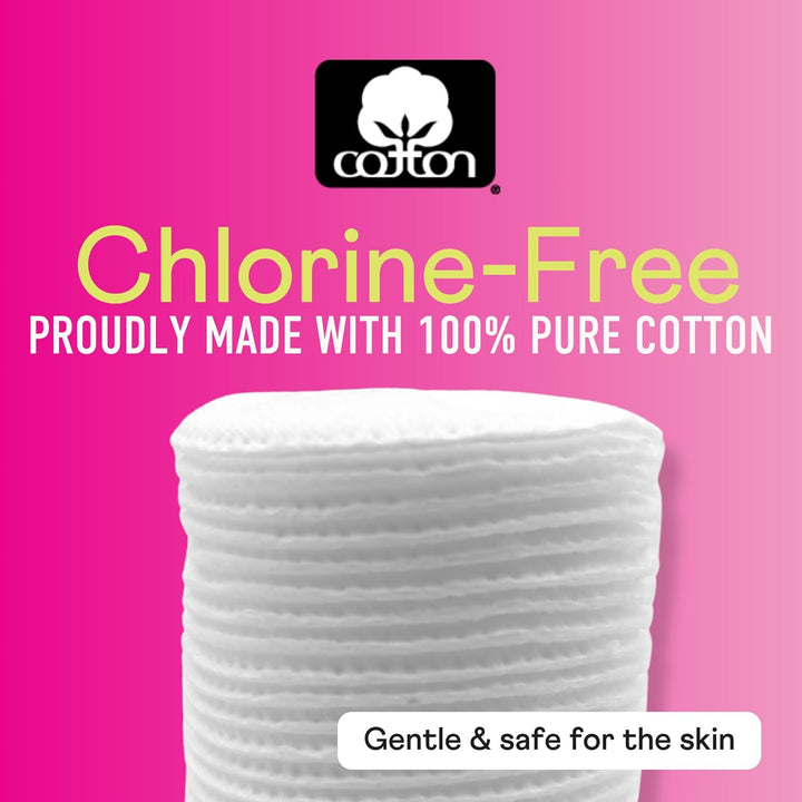 Premium Cotton Rounds - 100% Chlorine Free Cotton Face Pads for Makeup, Nail Polish Removal - Dermatologist Tested and Hypoallergenic, Made in USA - 100 Pads (Pack of 3)