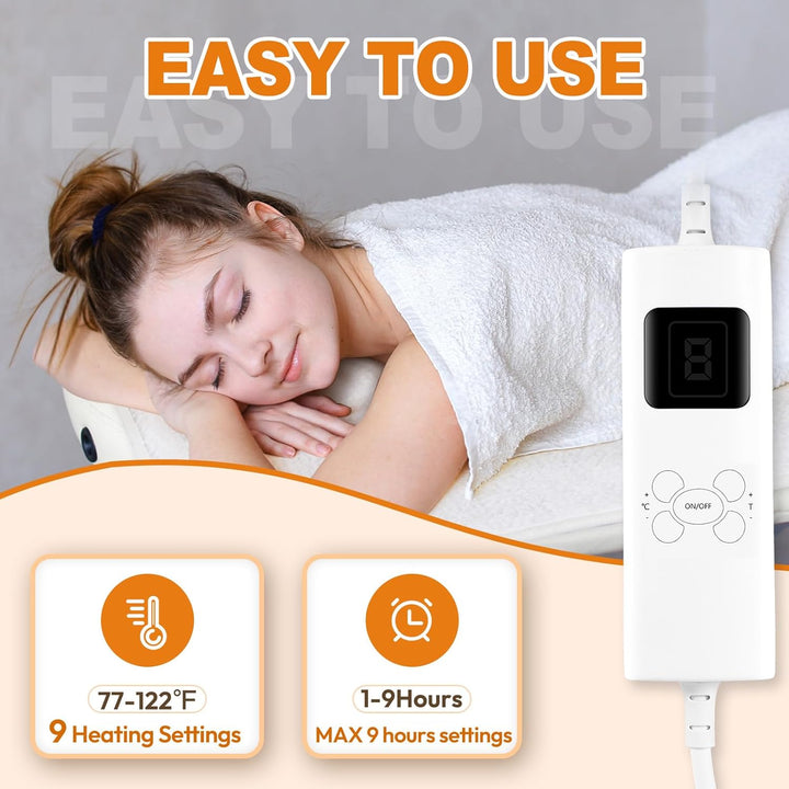 Massage Table Heating Pads Heated Massage Table Warmer 9 Heat Settings Professional SPA Bed Warmer (71" X 30"), Digital Heat Control Pad Electric Heating Pad, W/Overheat Protection White