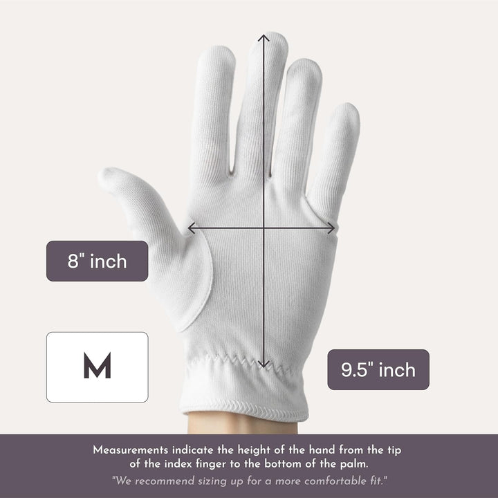 Basics Cotton Gloves for Dry Hands Sleeping, Moisturizing Gloves Overnight, Hand Moisturizer Gloves, Moisture Gloves for Dry Hands Overnight, Sleeping Gloves, Medium 4 Pairs