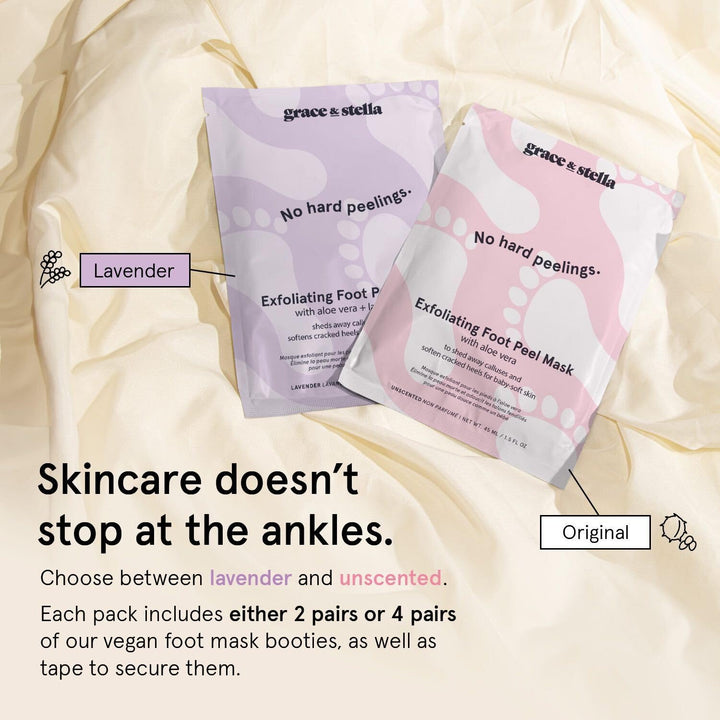 Award-Winning Foot Peeling Mask - Foot Peel Masks with Aloe Vera- Moisturizing Foot Masks That Remove Dead Skin, Exfoliating Foot Mask for Dry Cracked Feet (4 Pairs, Unscented)