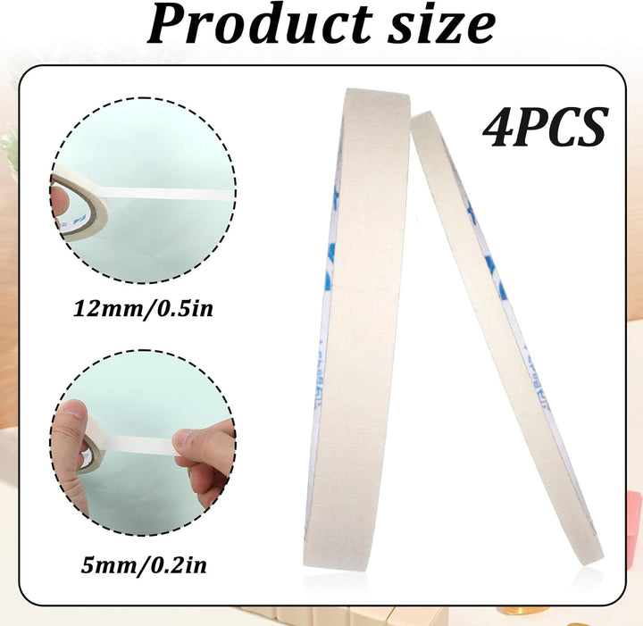 White Nail Tape, 4 Rolls Nail Tape for Art Striping Tapes White Tips Guide Tapes French Nails Self Adhesive Nailes Sticker Nails French Patch Taped for Polish DIY Design Tool(Width 5Mm/12Mm)