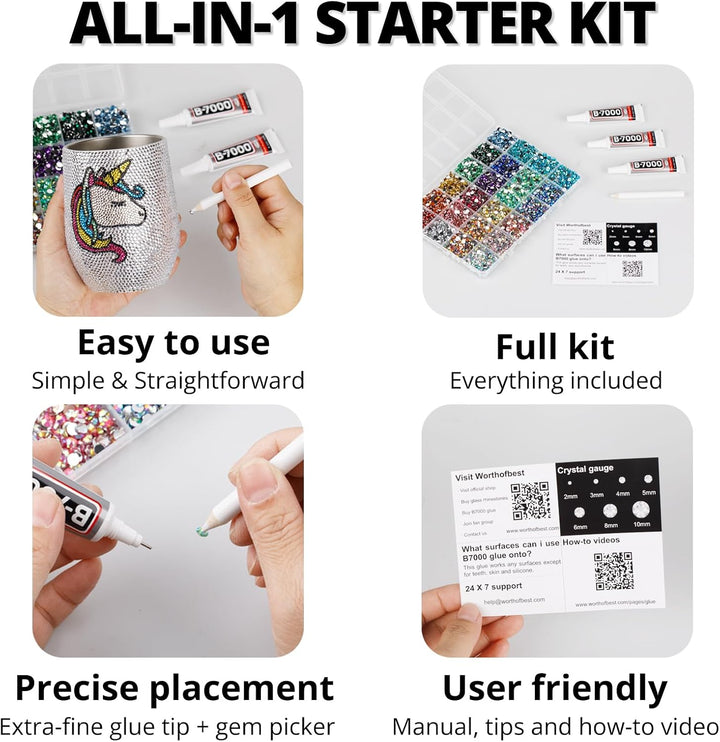 30000Pcs Resin Jelly Rhinestones for Crafting Bedazzling, Multicolor 3Mm Flatback Gems for Crafts Clothing Clothes Tumblers Shoes Nails, Flat Back Mixed Color Bulk Bedazzler Kit Jewels with B7000 Glue