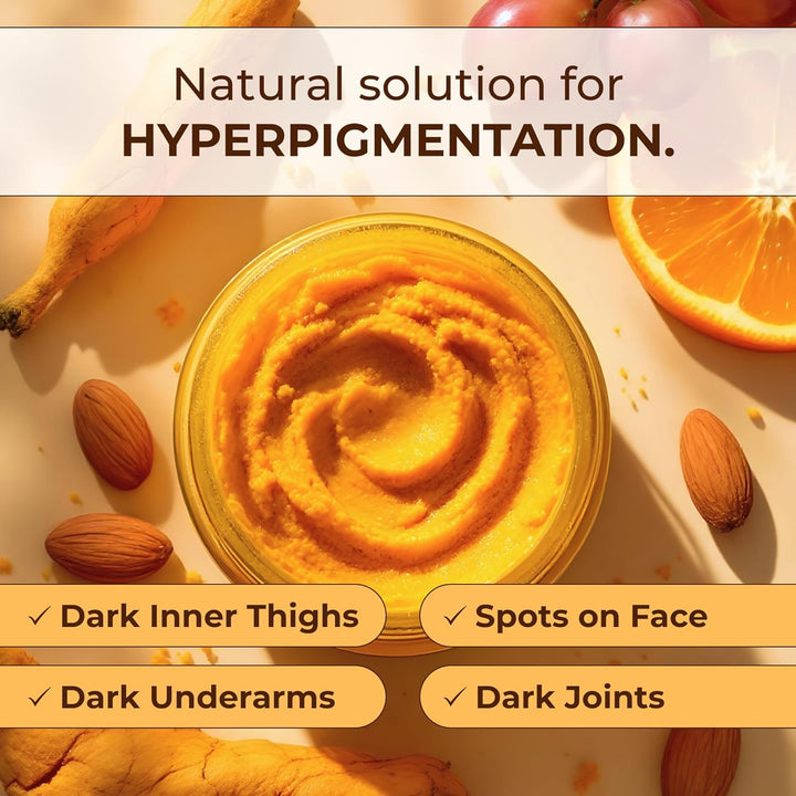 Turmeric Scrub for Dark Spots, Brightening Inner Thighs Bikini Area Underarms, Natural Exfoliating Face