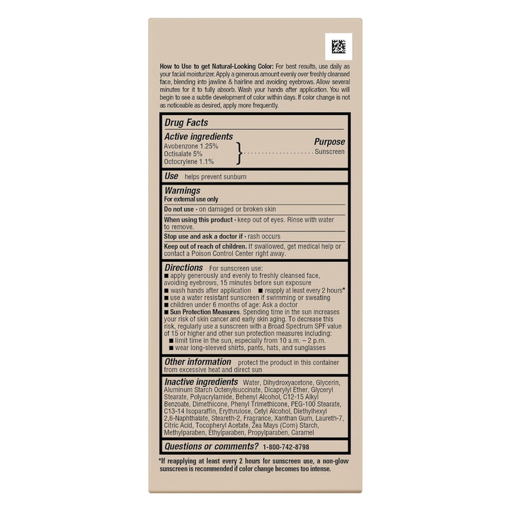 Natural Glow Self Tanner Face Moisturizer with SPF 20 Facial Sunscreen, Medium to Deep Skin Tone, Sunless Tanning, Oil Free, Broad Spectrum Protection UVA and UVB, 2 Oz (Packaging May Vary)