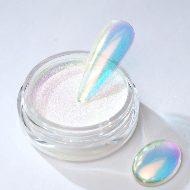 Moonlight Chrome Nail Powder, Unicorn Mermaid Chrome Powder for Nails, Aurora Nail Powder Iridescent Nail Chrome Powder, Nail Art Glitter Decoration for Home DIY Salon Manicure Pigment