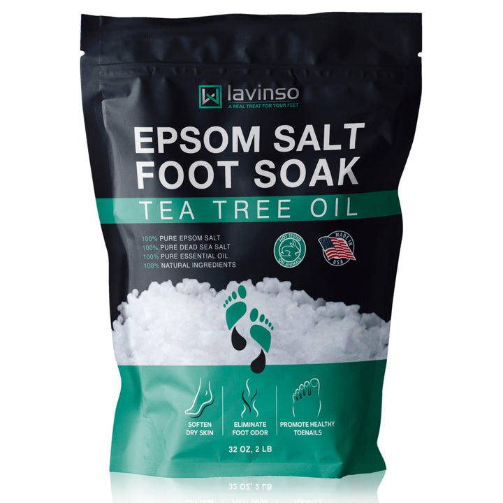 Tea Tree Oil Foot Soak with Epsom Salt - Made in USA - for Toenail Health, Athletes Foot, Stubborn Foot Odor, Softens Calluses & Soothes Sore Tired Feet - 1 LB
