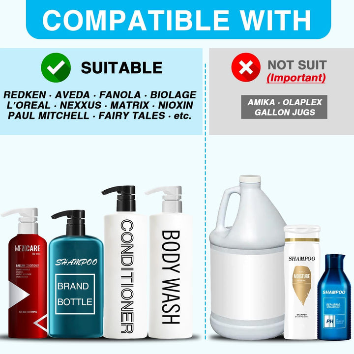 4-Pack Shampoo Pump for Liter 33.8 Oz Shampoo and Conditioner Pump Dispenser Fits Most Salon Bottles with 1-Inch Wide Opening, Black & White Replacement Pump Top for Soft Hair Product,Body Wash,Lotion